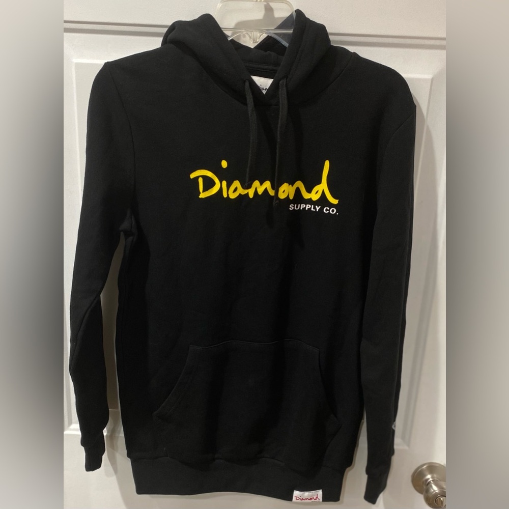 Diamond Supply Co. Black Hoodie with Yellow Logo